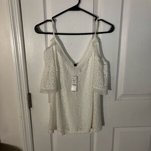 White House Black Market Ivory Lace Blouse